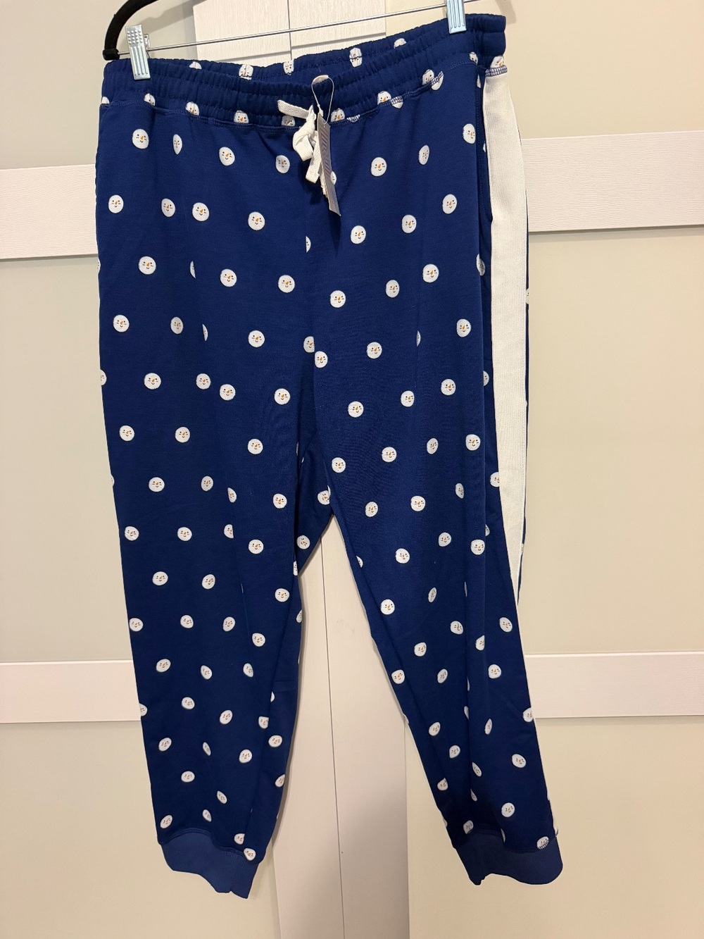 LuLaRoe Jax Jogger Pants Snowman Print Blue Size